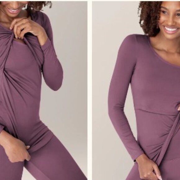 Kindred Bravely Jane Nursing Pajama Top Burgundy Plum S NWT - Picture 1 of 6